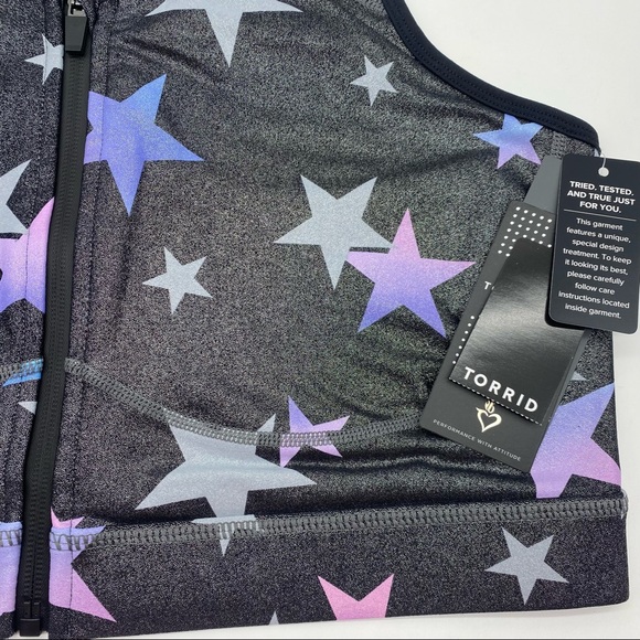 Torrid Women’s Active Wicking Sports Bra Performance Core Stars Shiny Grey - Picture 9 of 14